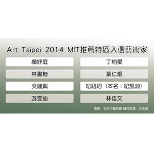 文化部：【Art Taipei 2014臺北國際藝術博覽會】MIT推薦特區入選藝術家